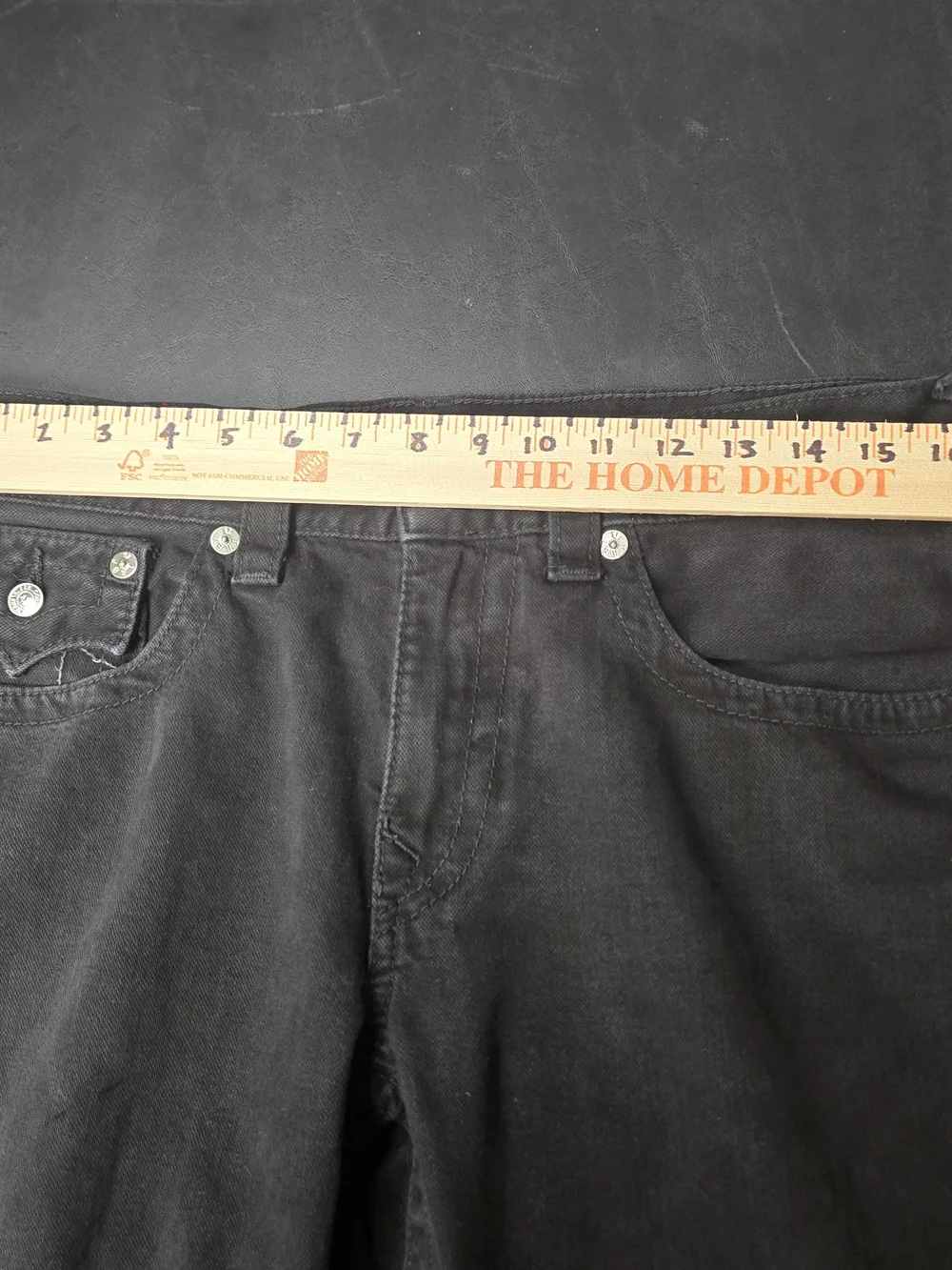 True Religion Black Geno Slim Straight Jeans Flap Pocket Horseshoe 33
